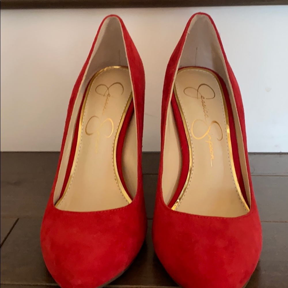 Jessica Simpson studded red heels sz 5 brand new
